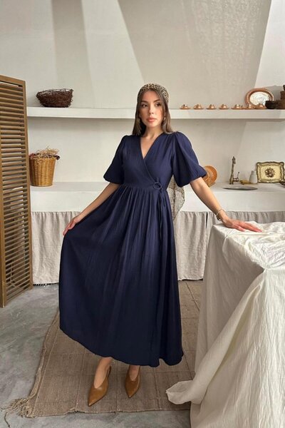 JANES Duga haljina od muslina u tamnoplavoj boji