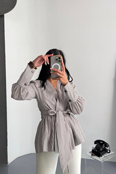 Giyimodam Cămașă TİANA CU DETALII CU LACĂTURI cu două rânduri de nasturi LİN - Maro