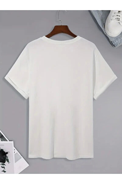 JANES Футболка з принтом з великою горловиною - Біла