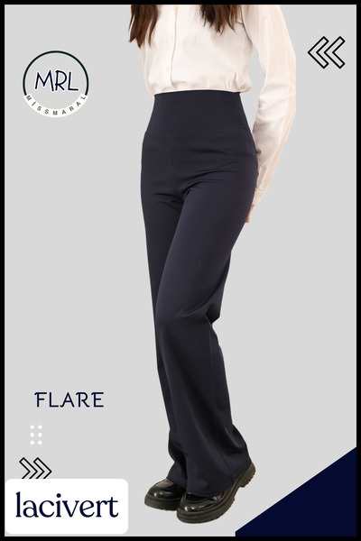 missmaral Flared Leggings with Flared Leggings Pants, High Waist Lycra and Diving Fabric Blue Flare 4040