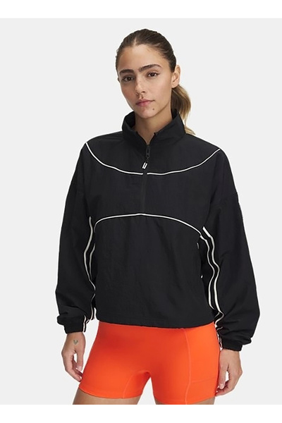 Under Armour 1389567-001 UA Run 96 Jacket Dik Yaka Loose Fit Baskılı Siyah Ka...