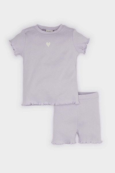 DeFacto Baby Girl 2 Piece Set Ribbed Camisole Short Sleeve T-Shirt Elastic Waist Shorts C0021A525Sm