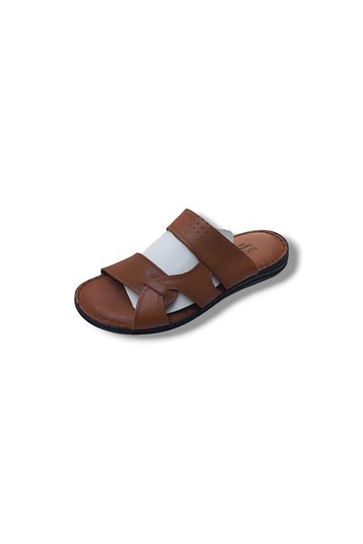 Growish Gr0293 Inside and Outside Genuine Leather Anti-Slip Rubber Sole Men's Comfort Casual Slippers