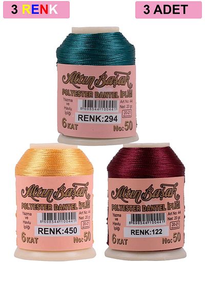 Altınbaşak 3 pieces of goldenrod lace and lace rope 20 gr - royaleks - no: 450 - 122 - 294