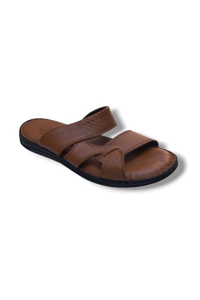 Growish Gr0293 Inside and Outside Genuine Leather Anti-Slip Rubber Sole Men's Comfort Casual Slippers