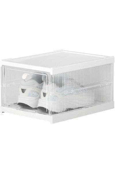 COOYA Transparent 1-layer shoe box, with door, stackable, easy to install, suitable for wardrobe entrance
