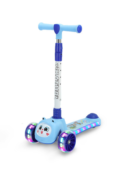 lovely baby سكوتر ركل للأطفال قابل للطي بثلاث عجلات مع أضواء LED - مقود قابل ...