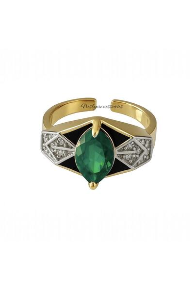 neslyaccessories Crimson Altın Kaplama Zirkon Taşlı Yüzük