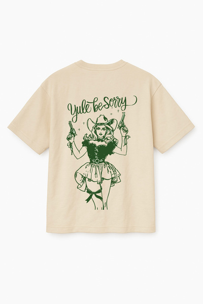 Altair Tr Beige Color Oversize Yule Be Sorry Women's Printed Unisex T-Shirt T...