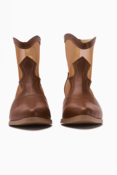 Limoya Sevala Taba Nakışlı Trasparan Detaylı Western Kadın Yazlık Bot Fırsat Ürünü