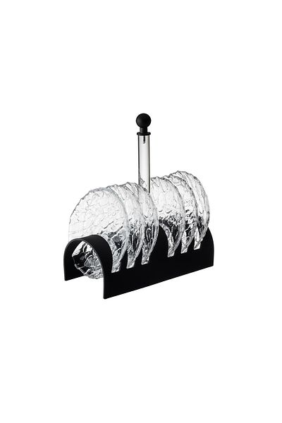 Dania A Set Of 6 Pieces Glass Dessert Plates With An Acrylic Stand The Plate Size Is 15 Cm