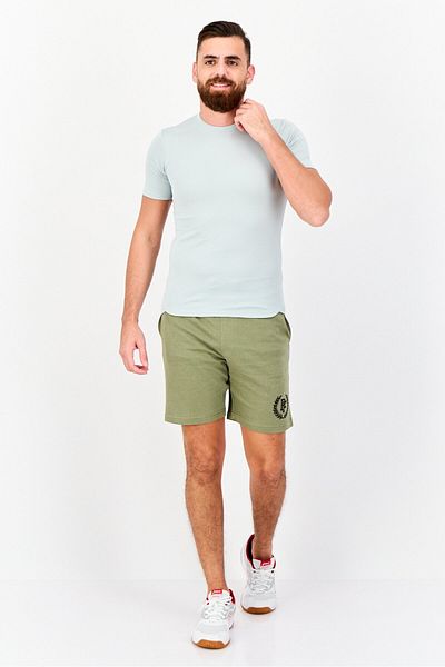 PAUL FRANK Men Graphic Print Basic Shorts, Light Olive