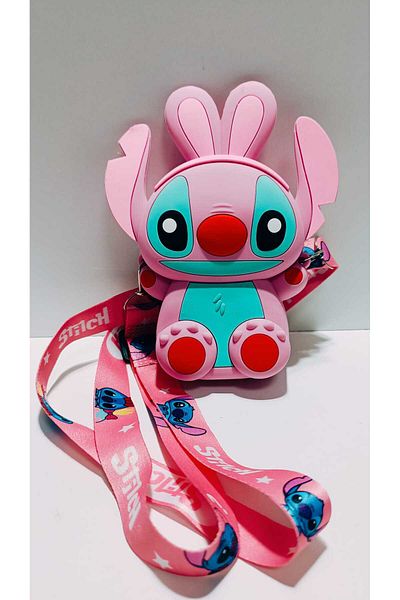 OSO HOME Pink Colored Silicone Young-Child Bag-Wallet with Cute Stilch Figure