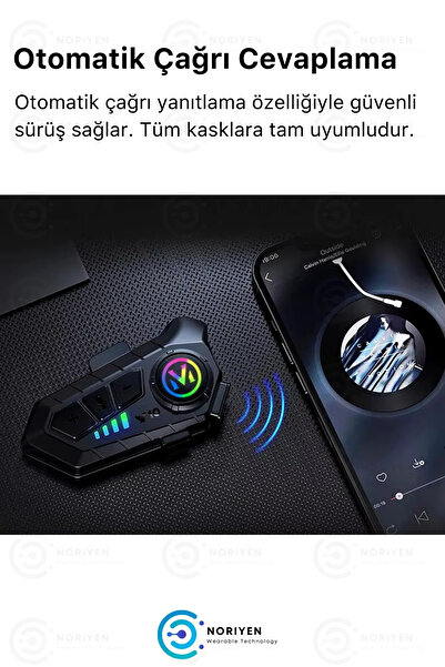 Teknowork Y10 Bluetooth Motosiklet Intercom 2000 Mah Su Geçirmez Kask Kulaklığı
