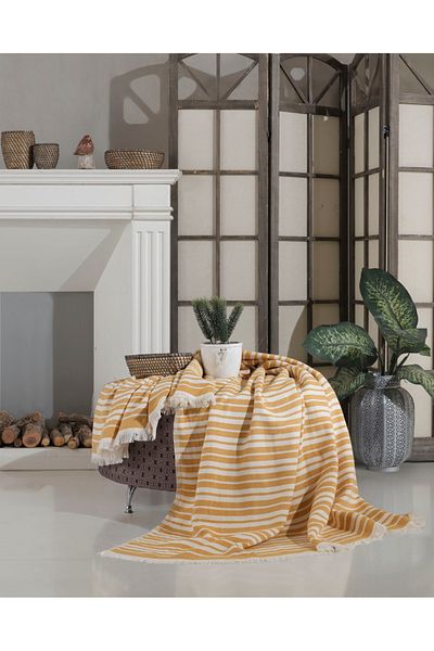 Cyc Atelier Striped Patterned Double Bedspread |   Stylish and Modern Design |   Soft Textured