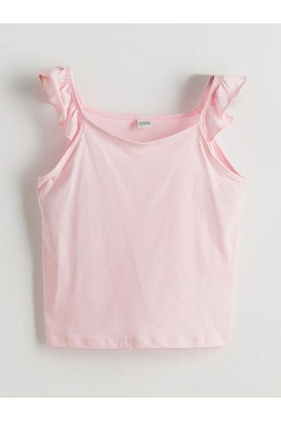 LC Waikiki Lcw Kids Pink Square Collar Plain Girl's Undershirt