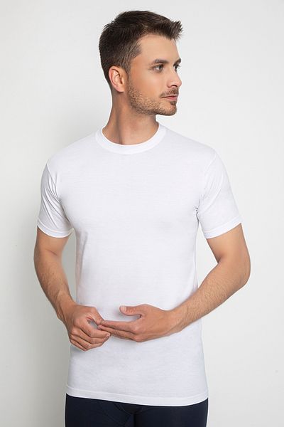 saac White Men's 6 Pieces Combed Single Jersey American () Collar Undershirt 910-100 % Cotton