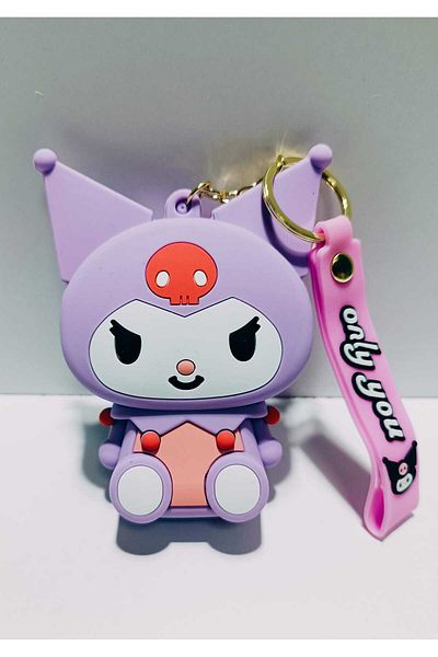 OSO HOME Cute Kuromi Lilac Color Wallet Mini Silicone Soft Zipper Keychain with Wallet