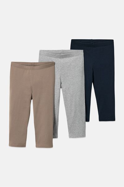 Tchibo Kids Girl 3 Piece Solid Leggings, Grey Combo