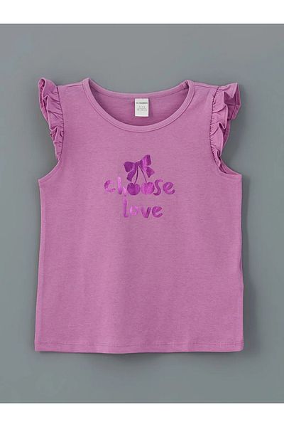 LC Waikiki LCW Kids Purple Crew Neck Cherry Printed Girl's Tank Top 2 piese