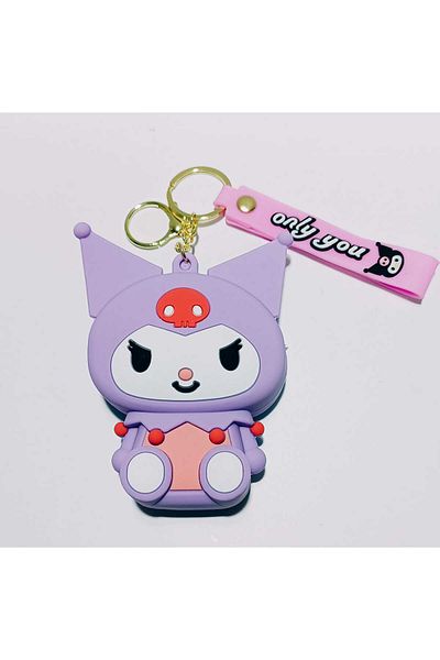 OSO HOME Cute Kuromi Lilac Color Wallet Mini Silicone Soft Zipper Keychain with Wallet