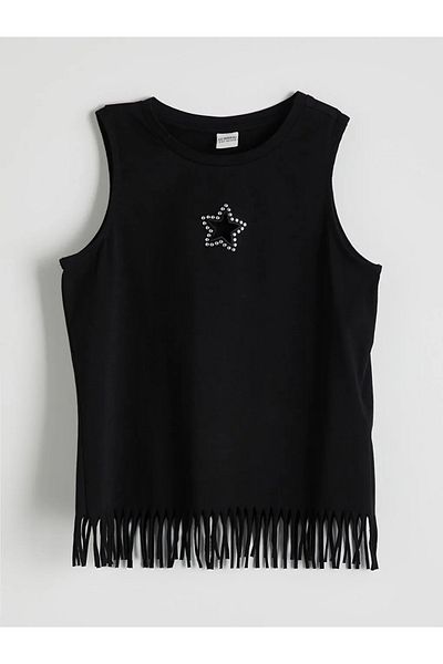 LC Waikiki LCW Kids Crop Crop pentru fete, negru, cu gât de bicicletă