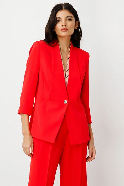 Ekol Single Button Double Sleeve Jacket Coral