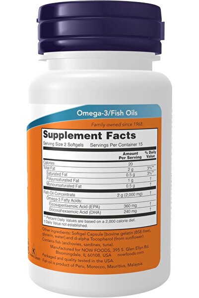 Generic Brand Omega-3 Fish Oil, 1,000 Mg, 30 Softgels