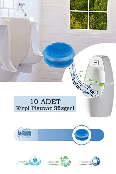 10 Adet Okyanus Kokulu Kirpi Pisuvar Süzgeci - Koku Giderici Kireç Çözücü Sıçrama Önleyici Tasarım