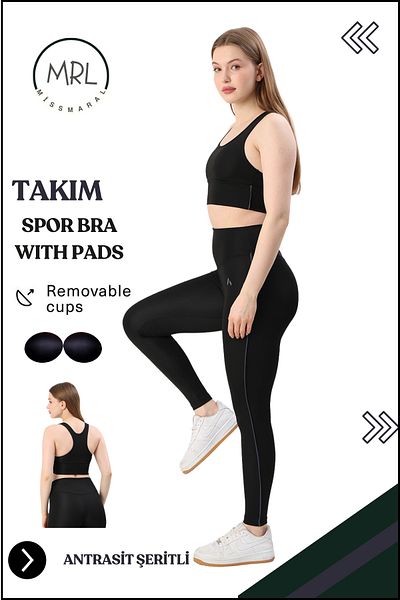 missmaral Costum sport pentru femei Colanți cu talie înaltă Bustieră cu pernă Sport Team Bustieră cu talie înaltă neagră 3041