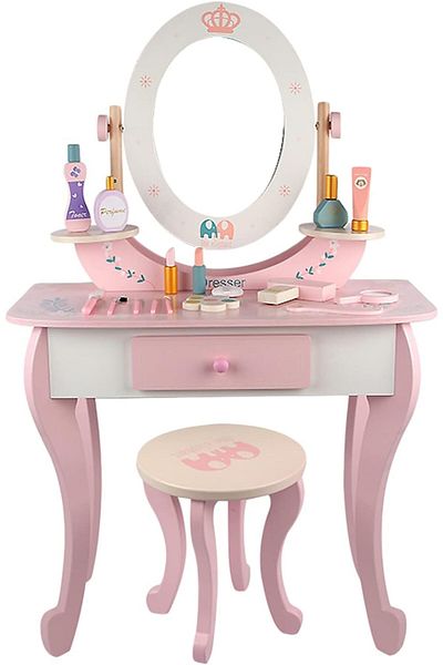 China Makeup Vanity Table Playset with Chair, Stylish Accessories and Makeup for Kids, Ages 3-5
