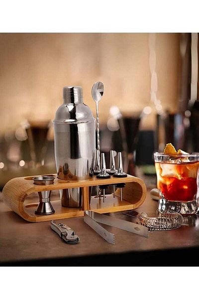 COOYA 12-PCS Cocktail Shaker Bartender Kit,With Wooden Stand,Leak-Proof&Rust-Proof,For All Mixology Lovers