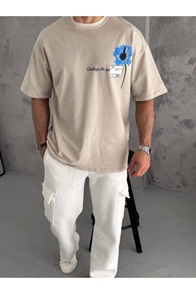 Oyer Moda Μπεζ Unisex κοντομάνικο μπλουζάκι