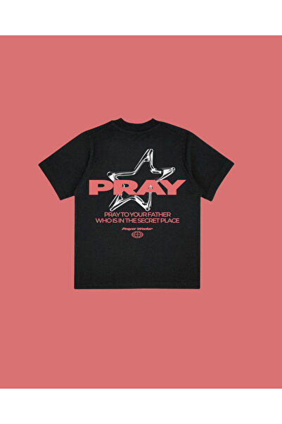 Altair Tr تي شيرت تي شيرت للجنسين مطبوع باللون الأسود أوفر سايز بريس أحمر مطب...