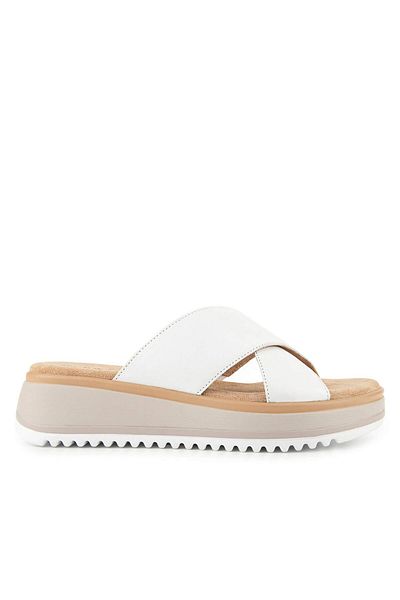 Hush Puppies Hou 624203   Genuine Leather Women's Slippers White