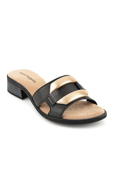 Hush Puppies Brzina 625211   Genuine Leather Women's Slippers Black