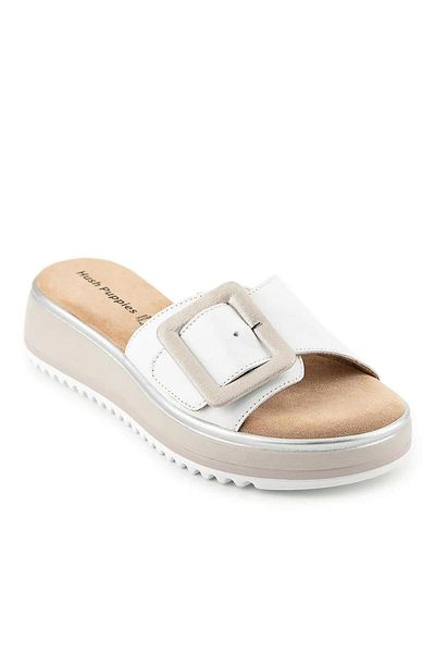 Hush Puppies İcyi 625203 Γυναικείες Παντόφλες Γνήσιο Δερμάτινο Λευκό