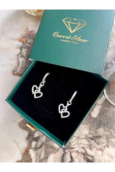 carrot silver 925 Ayar Gümüş Çift Kalp Küpe-earring series