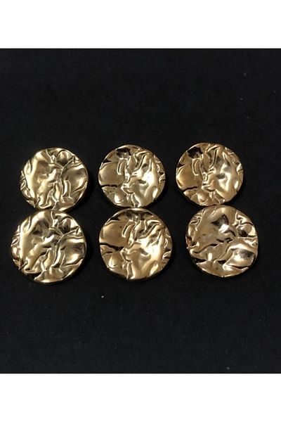 T.T Metal Crinkled Gold Color Jacket Blazer Button 2.40 mm (6 Pieces)