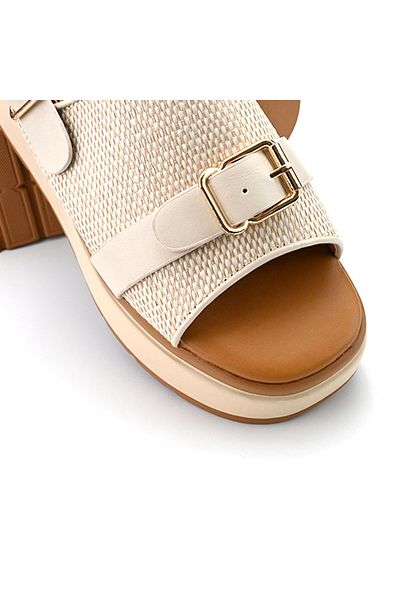 Tmall Sandale de damă, cu platformă, din piele ecologică, Sa75, kaki