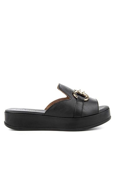 Hush Puppies Asan 624219   Genuine Leather Women's Slippers Black