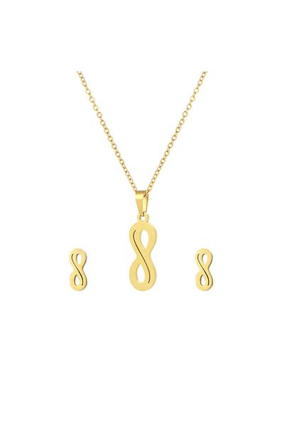 SIC MODA Stainless Steel Necklace With Earrings Set 4113