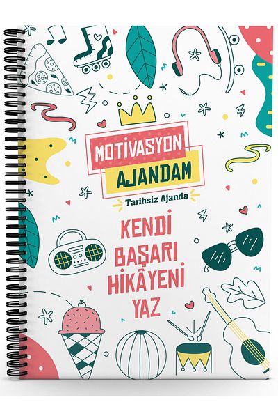Testfen Yayınları Own Success Story Summer-Motivation Agenda-Dated Agenda (with Sticker and Emoji Added)