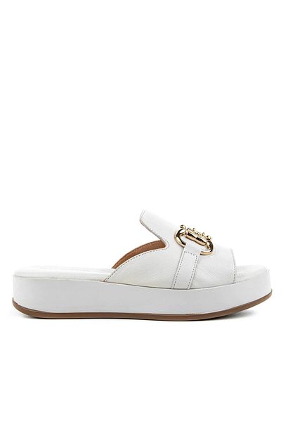 Hush Puppies Asan 624219 Γυναικείες Παντόφλες Γνήσιο Δερμάτινο Λευκό