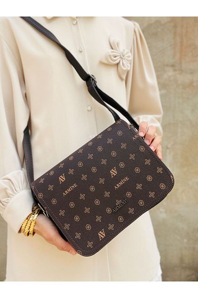 Armine Women's Faux Leather Cover Adjustable Strap 5 Compartment Crossbody Shoulder Bag