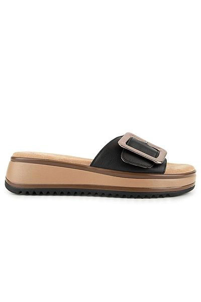 Hush Puppies Icy 625203   Genuine Leather Women's Slippers Black