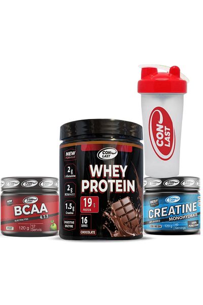 Conlast Whey Protein Chocolate 400G/Bcaa 120G/Creatine 120g and Gift Shaker