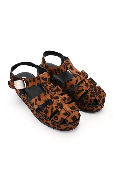 Tmall Sandale de damă, cu platformă, din piele ecologică, Sa83, model leopard