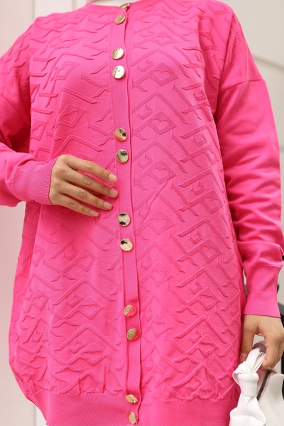 NATUFIAN STORE Kadın Merserize Zikzak Desenli Premium Kalite Tesettür Tunik Ceket