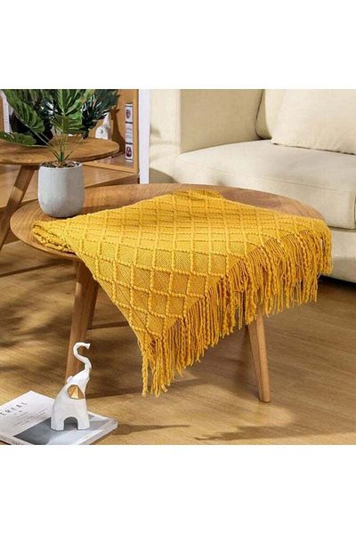 COOYA Multifunctional sofa blanket, soft and breathable, machine washable and dryable, 127 x 70 cm, yellow